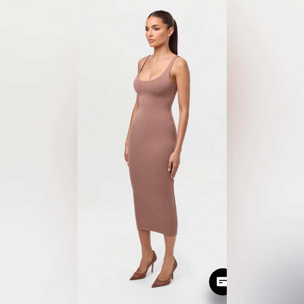 Naked Wardrobe Taupe Midi Dress